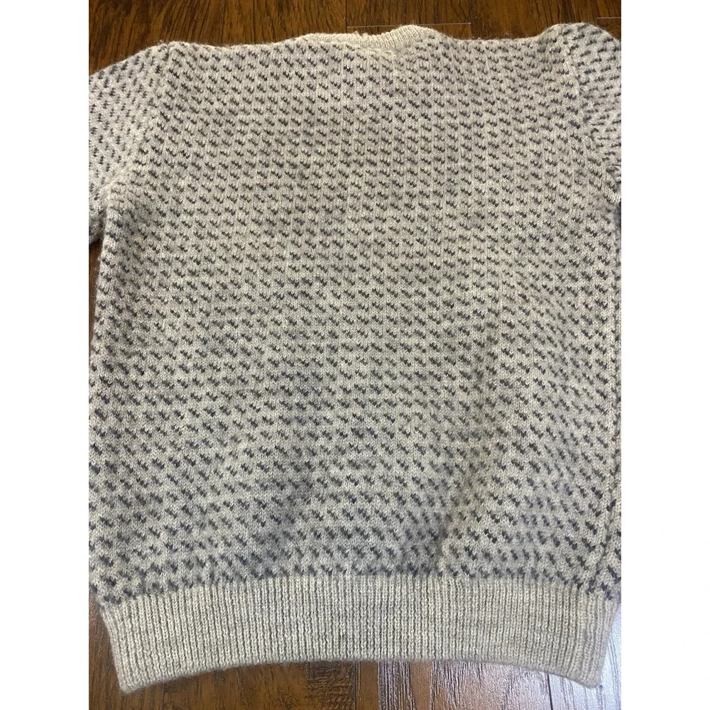 Nordstrom Vintage Wool Sweater Mens Large Birdseye Knit Crewneck Oatmeal Navy